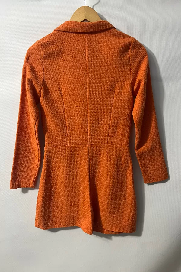 Turuncu Şortlu Kruvaze Kadın Ceket