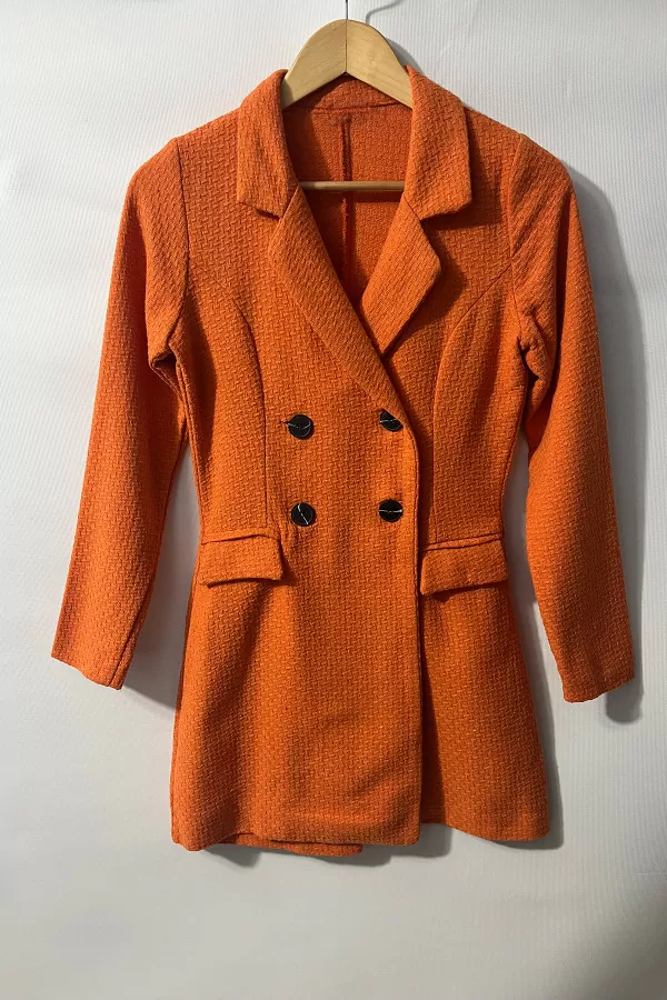 Turuncu Şortlu Kruvaze Kadın Ceket