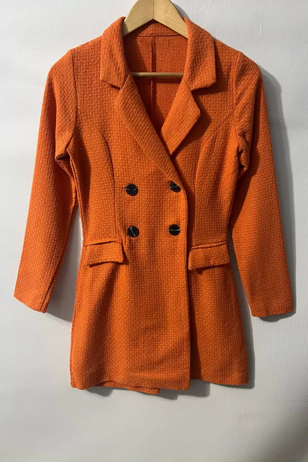 Turuncu Şortlu Kruvaze Kadın Ceket