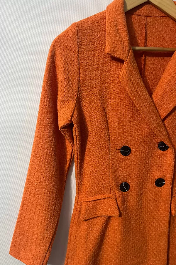 Turuncu Şortlu Kruvaze Kadın Ceket