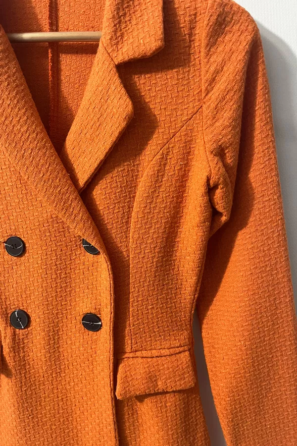 Turuncu Şortlu Kruvaze Kadın Ceket