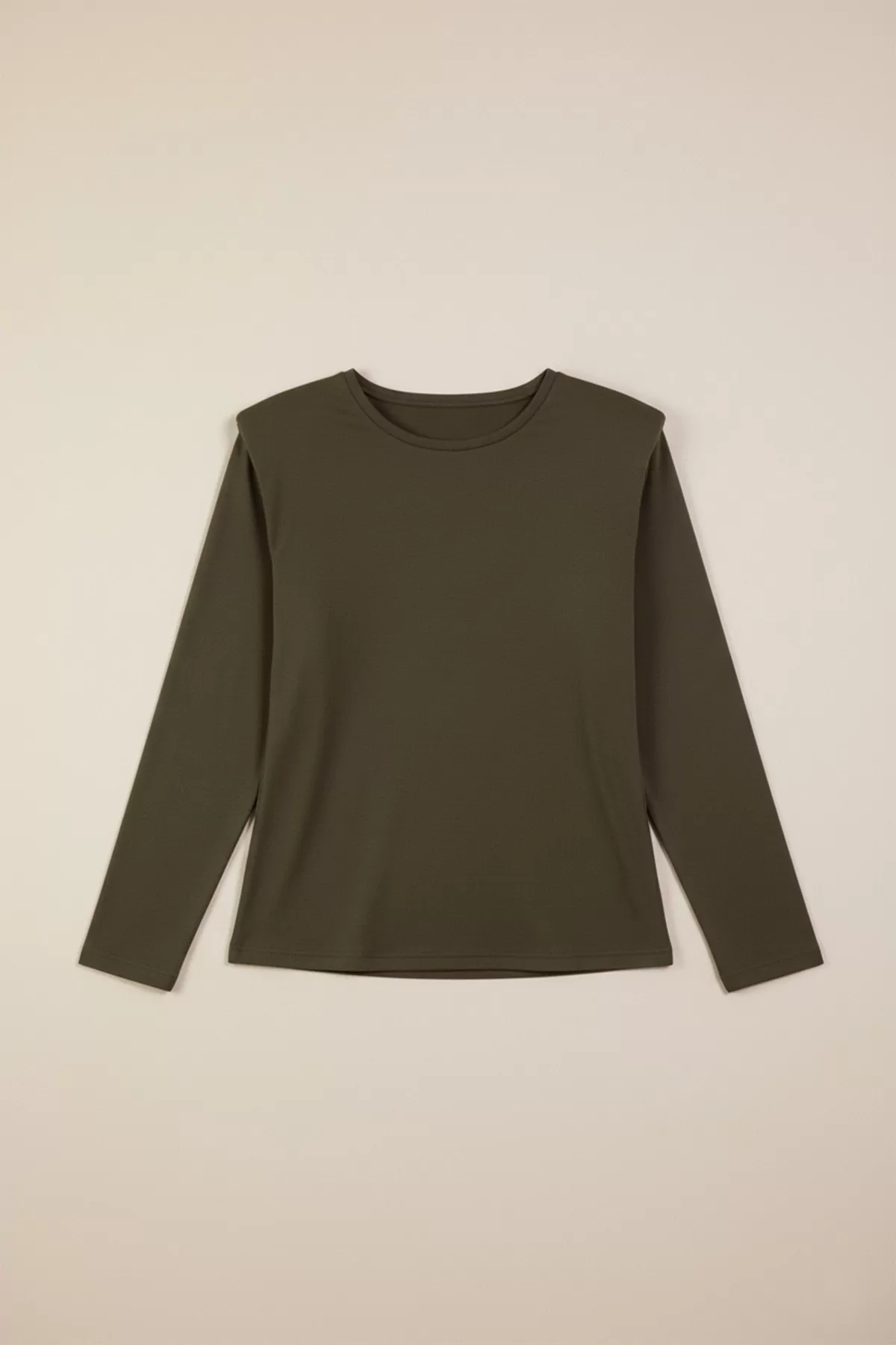 Vatkalı Pamuklu Haki Bluz