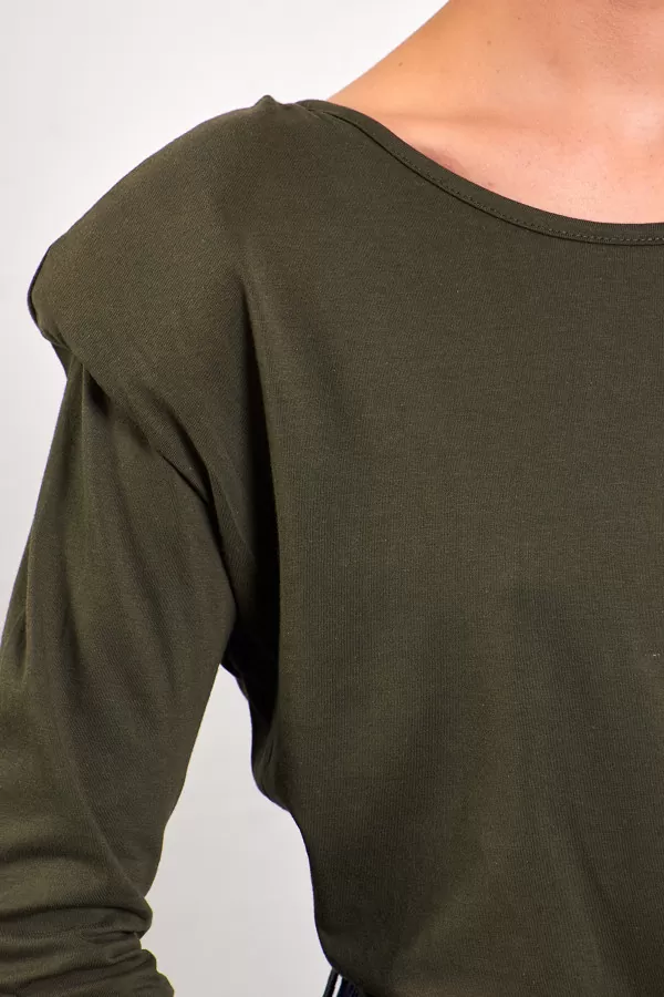 Vatkalı Pamuklu Haki Bluz