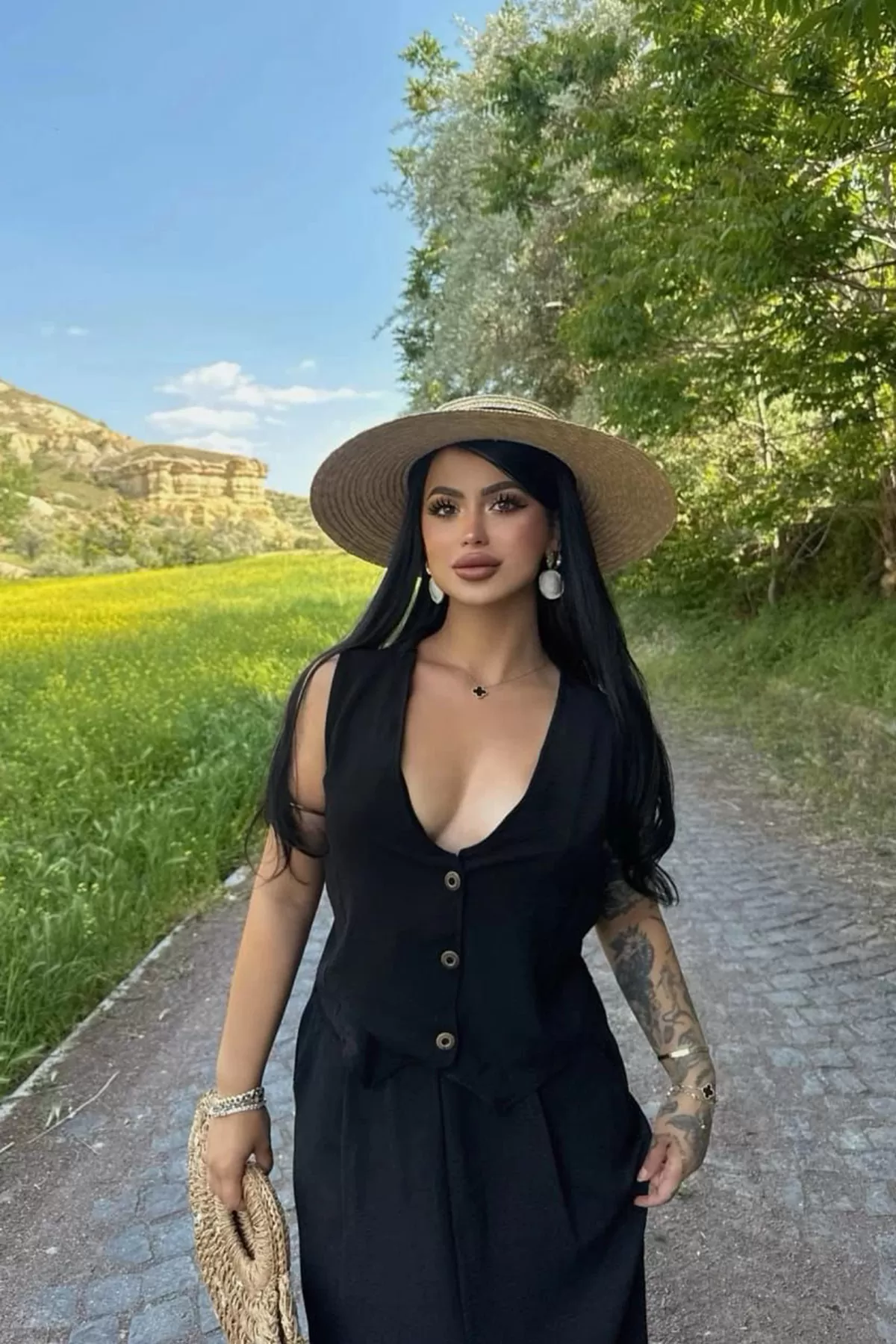 Yelekli Siyah Aerobin Kadın Alt Üst Takım