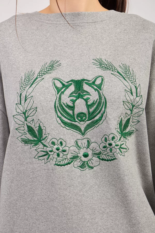 Yeşil Ayı Nakışlı Grimelanj Kadın Sweatshirt