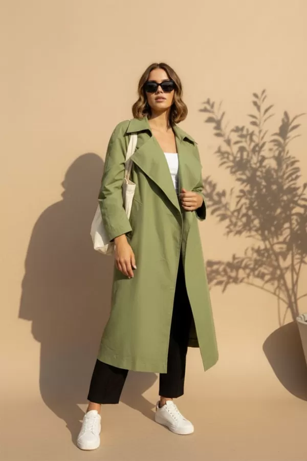Yeşil Kadın Trençkot