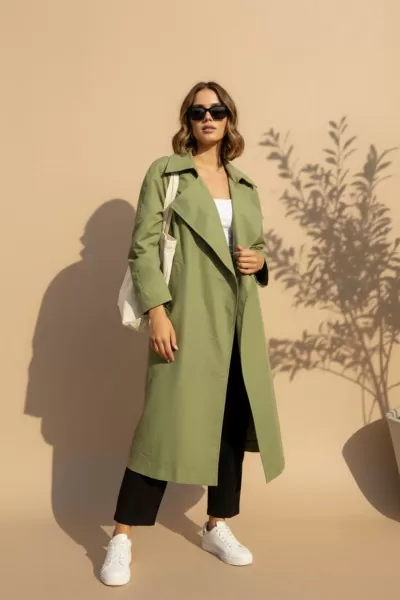 Yeşil Kadın Trençkot