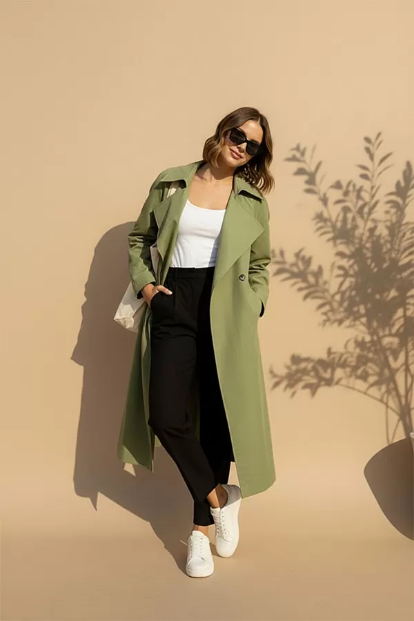 Yeşil Kadın Trençkot