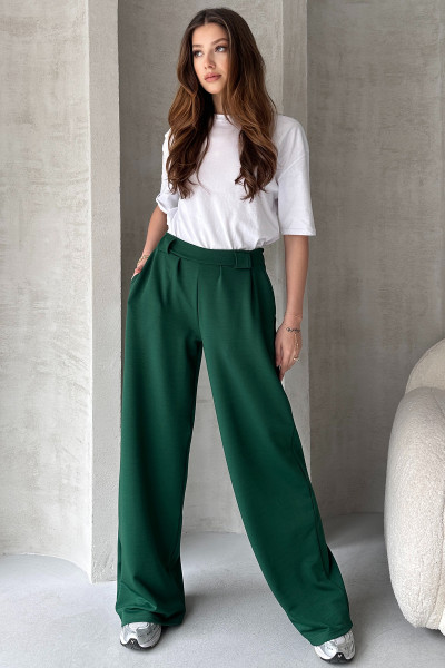 Yeşil Krep Kumaş Salaş Kesim Kadın Pantolon