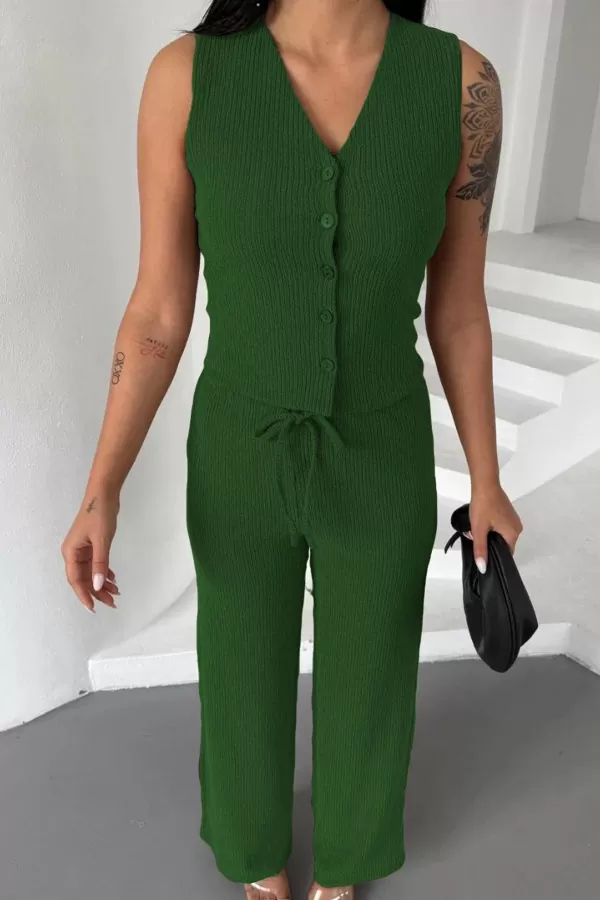 Yeşil Pantolon Bluz Alt Üst Takım