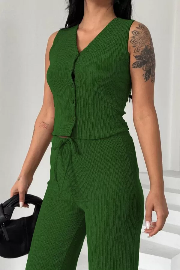 Yeşil Pantolon Bluz Alt Üst Takım