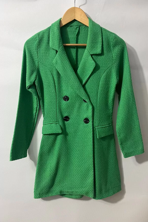 Yeşil Şortlu Kruvaze Kadın Ceket