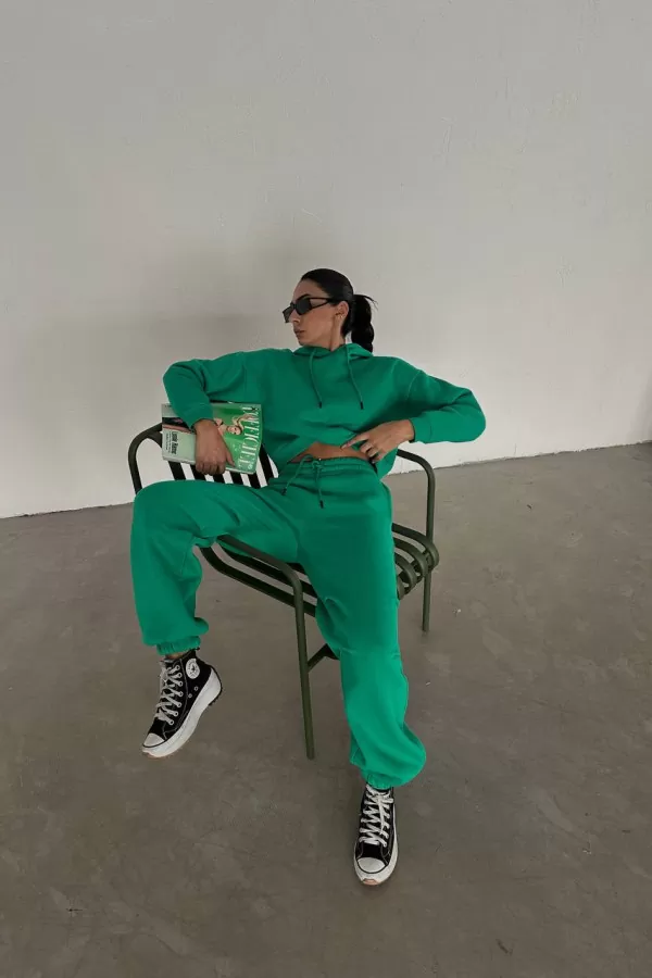 Yeşil Sweatshirt Eşofman Altı Kadın Takım