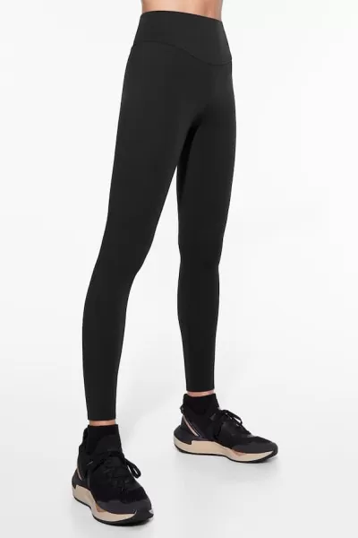 Yüksek Bel İçi Şardonlu Siyah Tayt